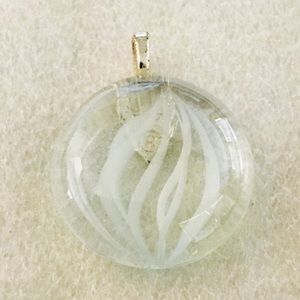 Glass Round Clear Leafy Pendant